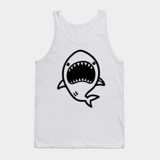 Stick Figure of a Shark in Black Ink Tank Top